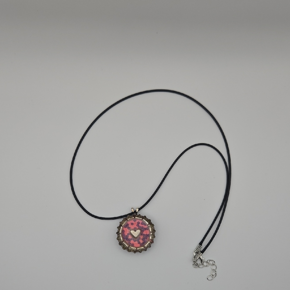 Handmade Heart Of Chrome Bottlecap Necklace